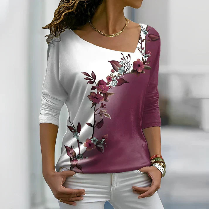 Levoire | T-Shirt À Manches Courtes Floralskontrasti Rot