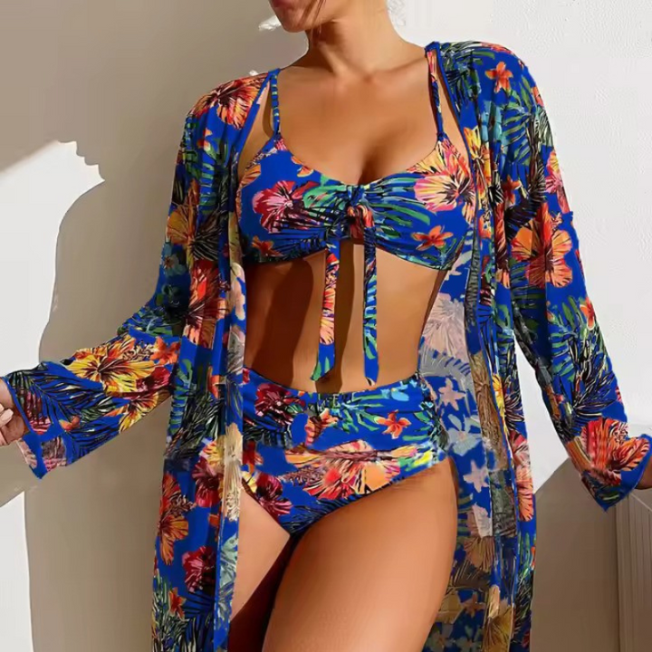 Levoire | Femmes Ensemble de Bikini à la Mode 3 Pièces avec Couverture Élégante Bleu