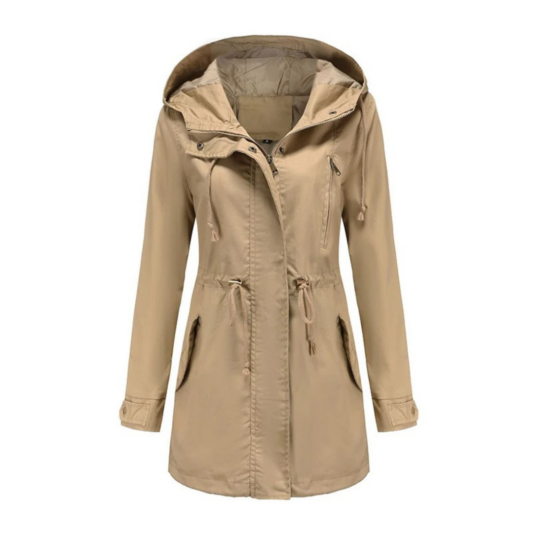 Levoire | Veste Longue Imperméable À Capuche Et Avec Cordon Réglable Braun