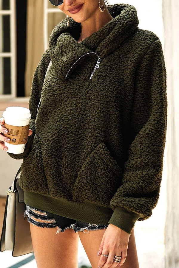 Levoire | Haut De Streetwear Avec Col Rabattable En Couleur Unie Vert foncé