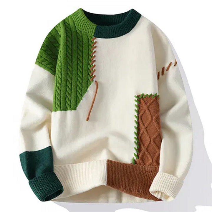 Levoire | Pull pour hommes Patchwork Blanc vert clair