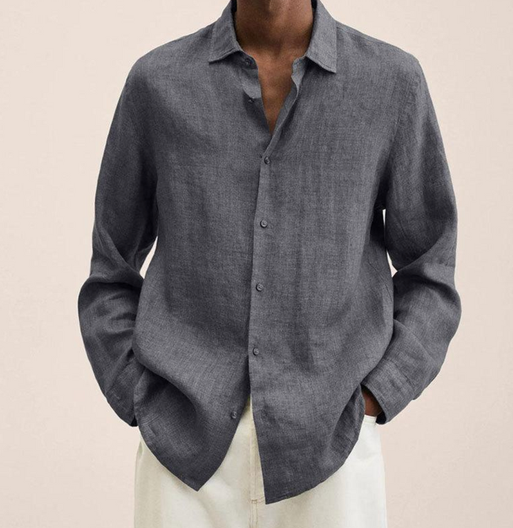 Levoire | Chemise en lin pour hommes Chemise d'été élégante pour hommes Gris