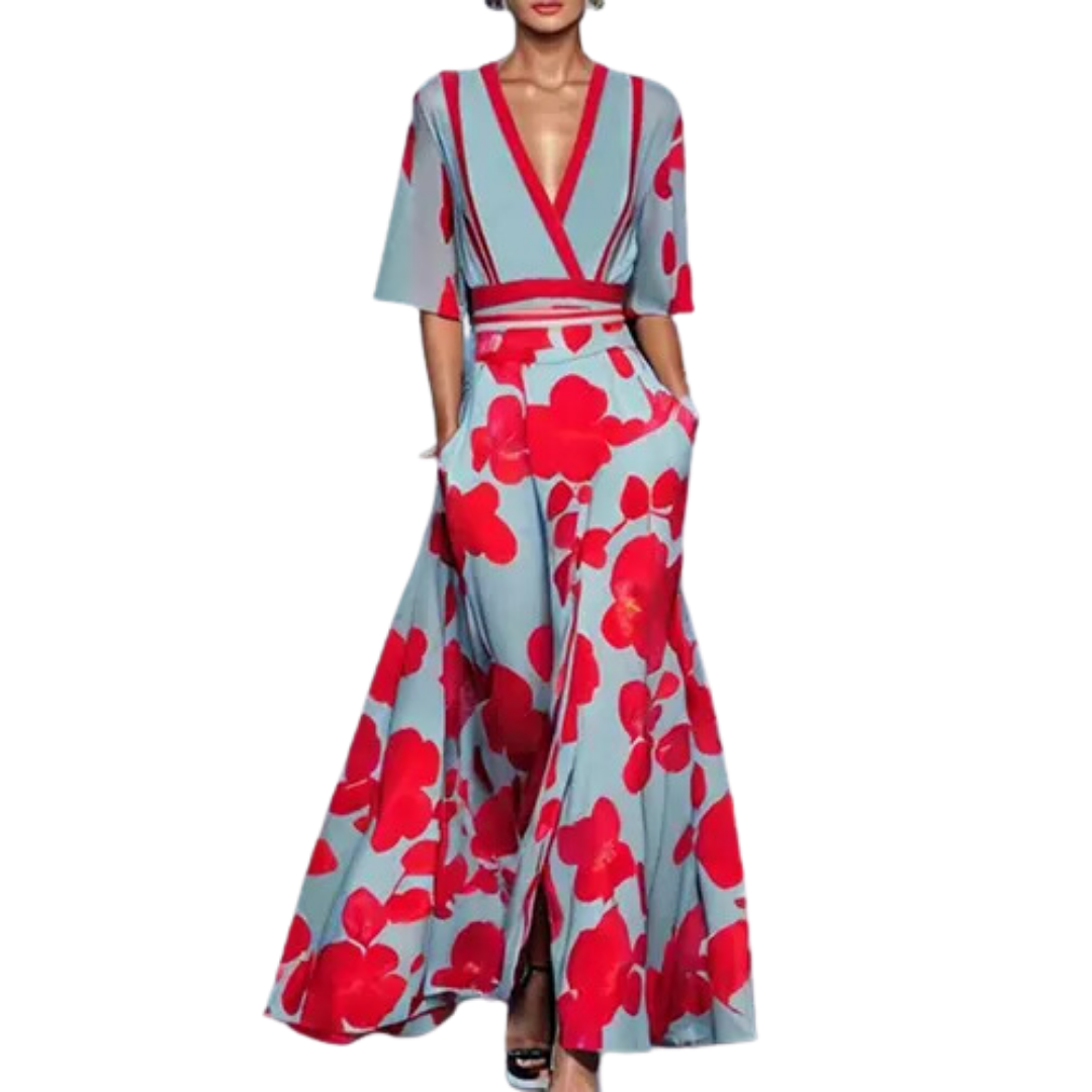 Levoire | Robe longue à décolleté en V pour femmes Gris rot