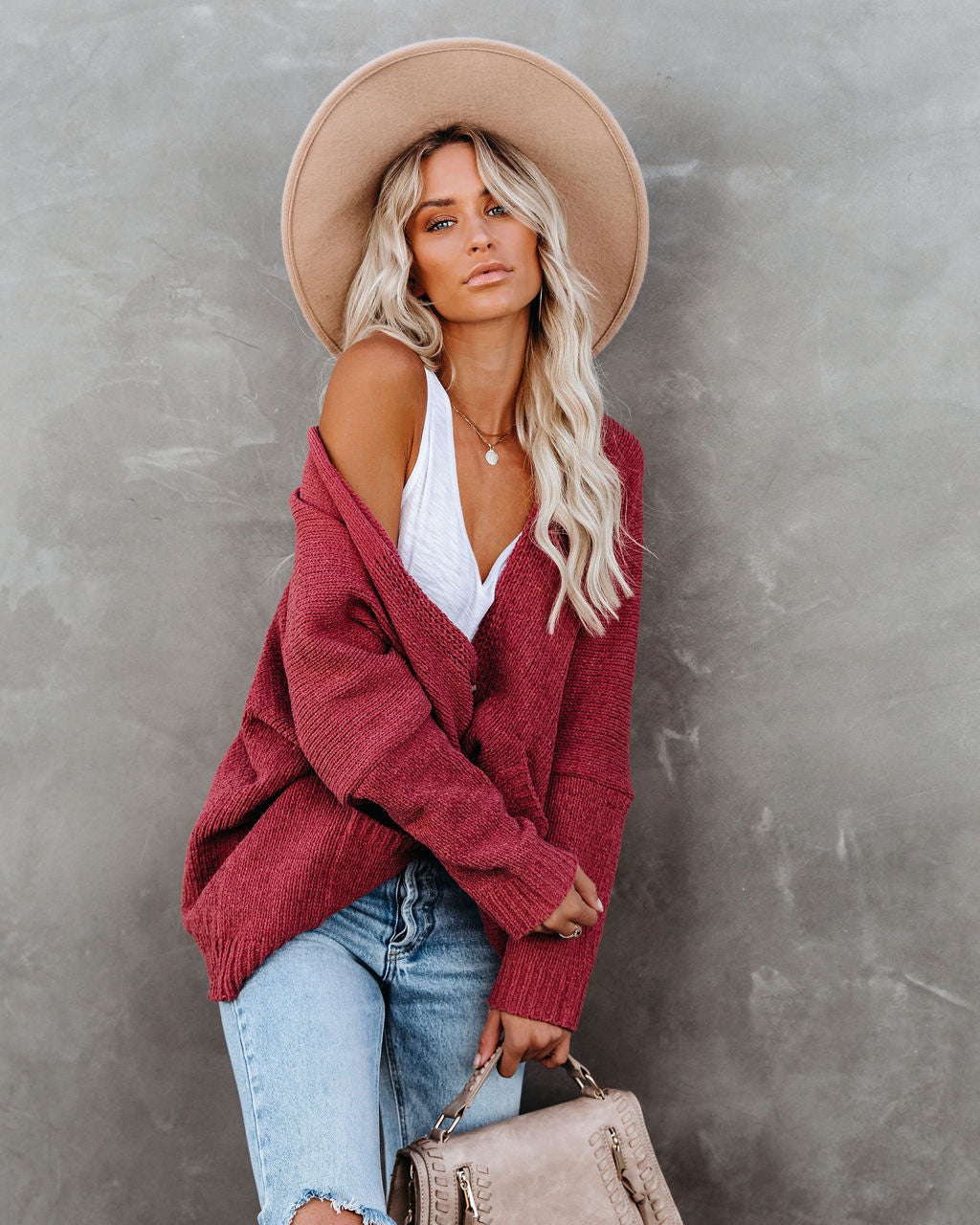 Levoire | Boutonnage Cardigan Avec Poches Rose Pâle