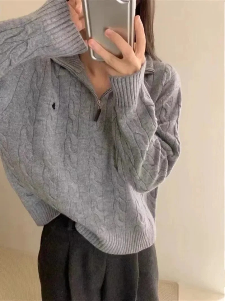 Levoire | Pull zippé pour femmes, coupe confortable Gris