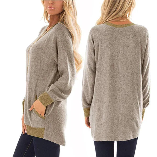 Levoire | T-Shirt Femme À Manches Longues, Col Rond Et 2 Poches