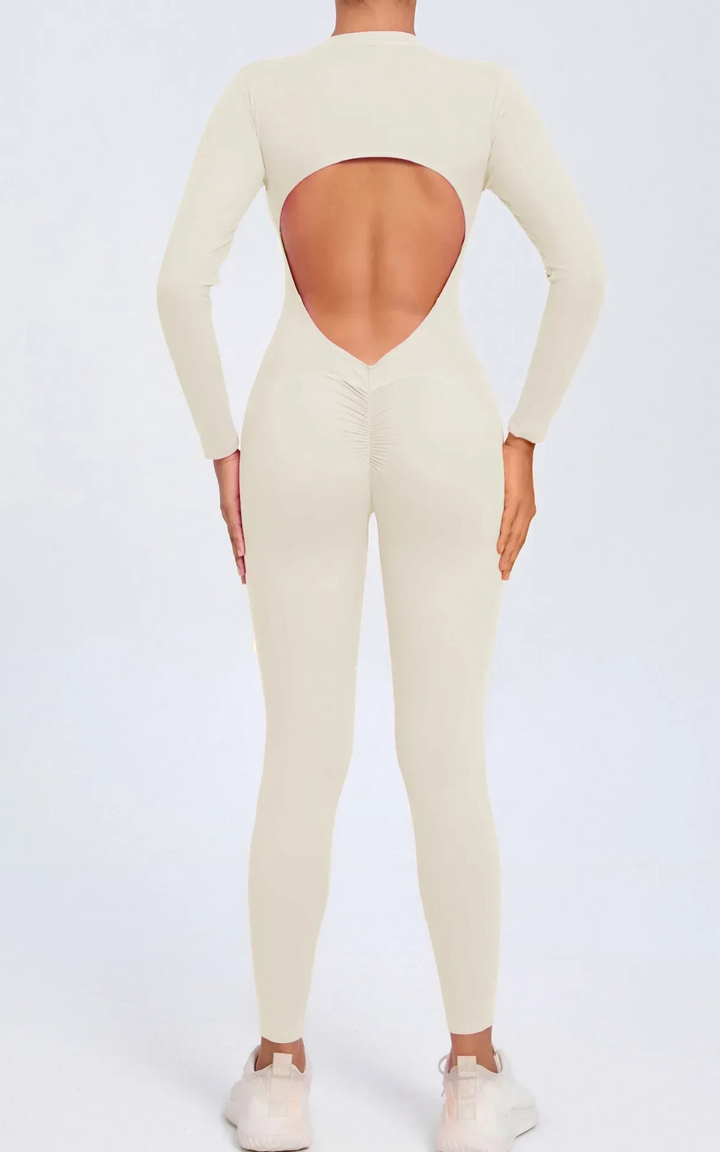 Levoire | Dos Nu Féminin Manches Longues Élégance Et Confort Beige