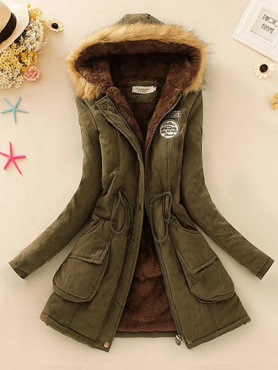 Levoire | Parka Femme En Version Mi-Longue Avec Fermeture Éclair Vert foncé