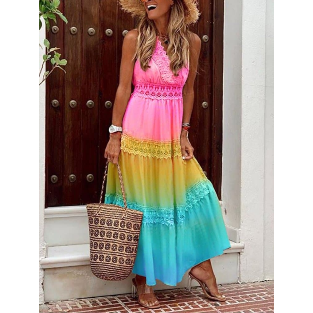 Levoire | Robe Maxi Boho d'été pour femmes Rose foncé