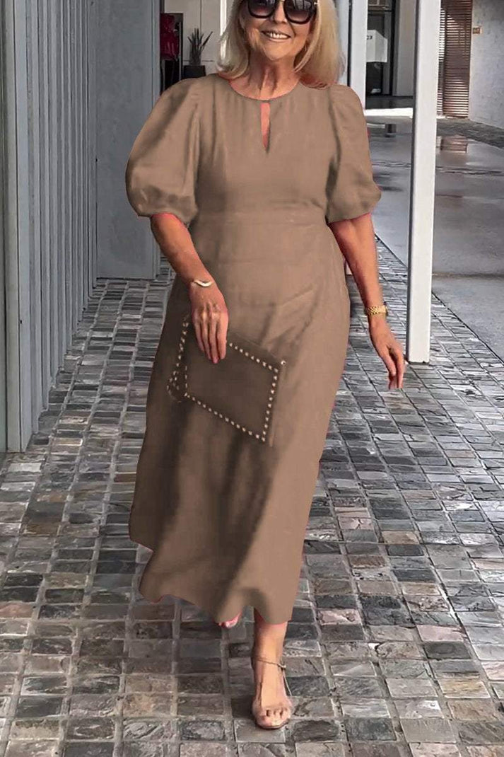 Levoire | Robe unie en coton et lin Kaki