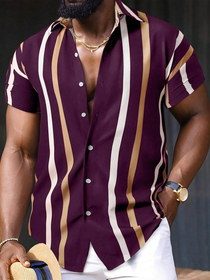Levoire | Chemise Rayee Elegant Hommes Violet foncé