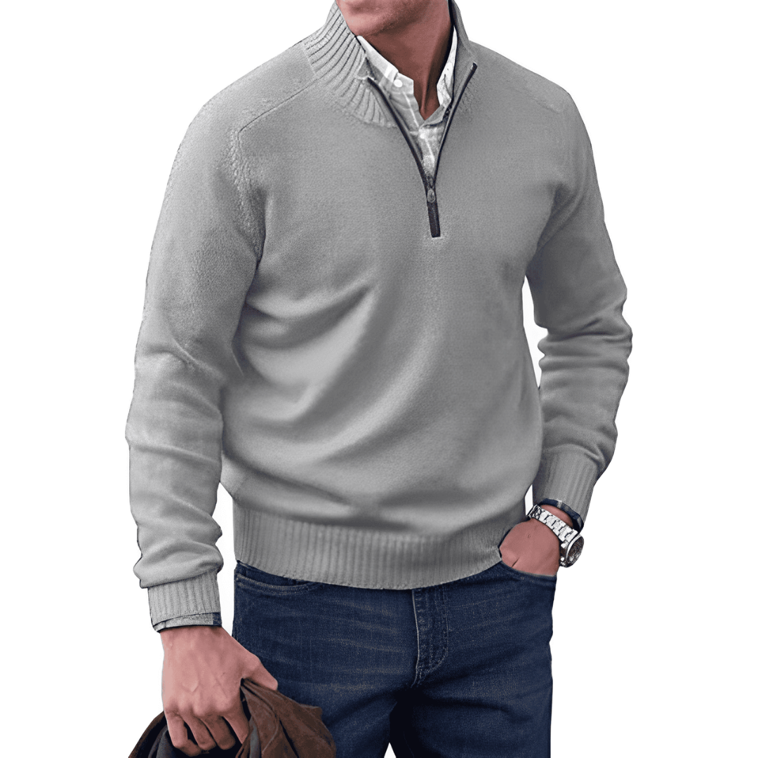 Levoire | Pull zipper chaud pour hommes Gris clair