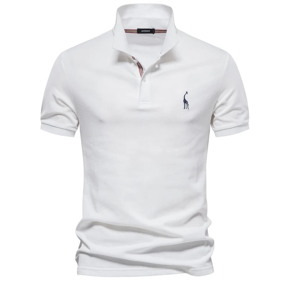 Levoire | Polo en coton luxueux avec logos de cerf Blanc