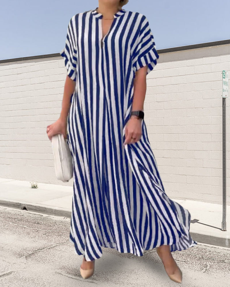 Levoire | Chemise Robe V Avec Motif Rayé