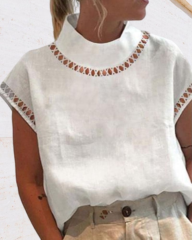 Levoire | Blouse En Dentelle Unie Avec Col Montant