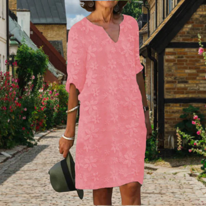 Levoire | Robe Mini Décontractée Col V Pour Femmes Rose