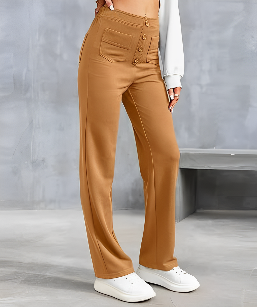 Levoire | Pantalons de loisirs élastiques taille haute Braun