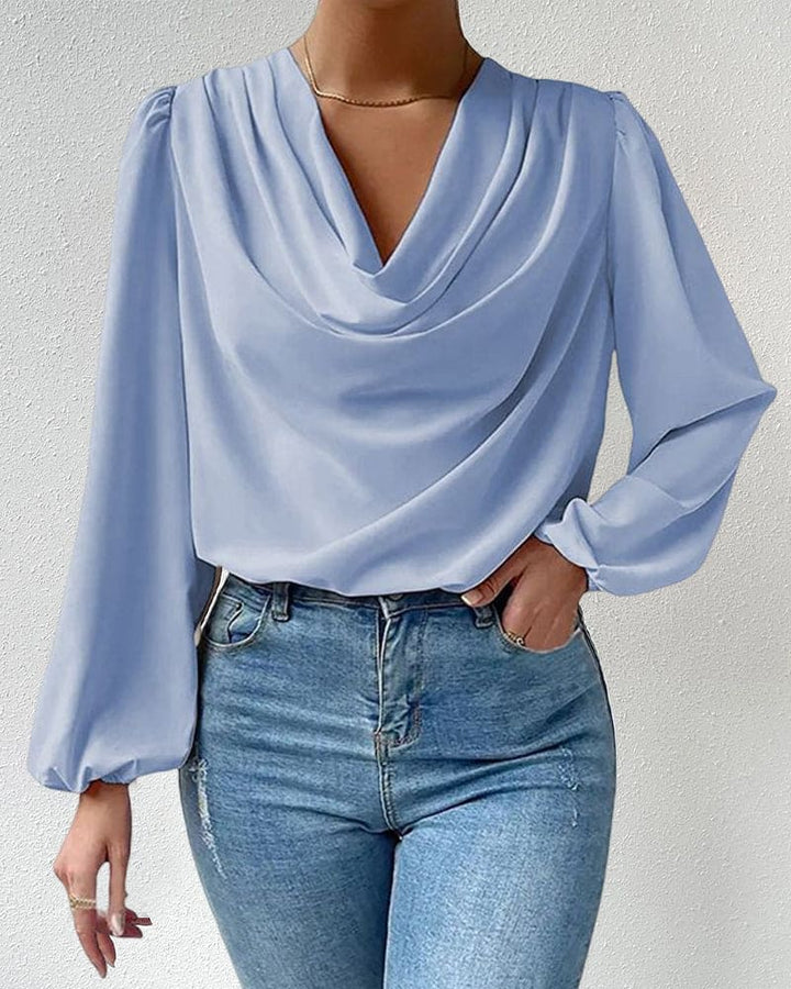 Levoire | Une Blouse Unicolore Avec Décolleté En V Bleu