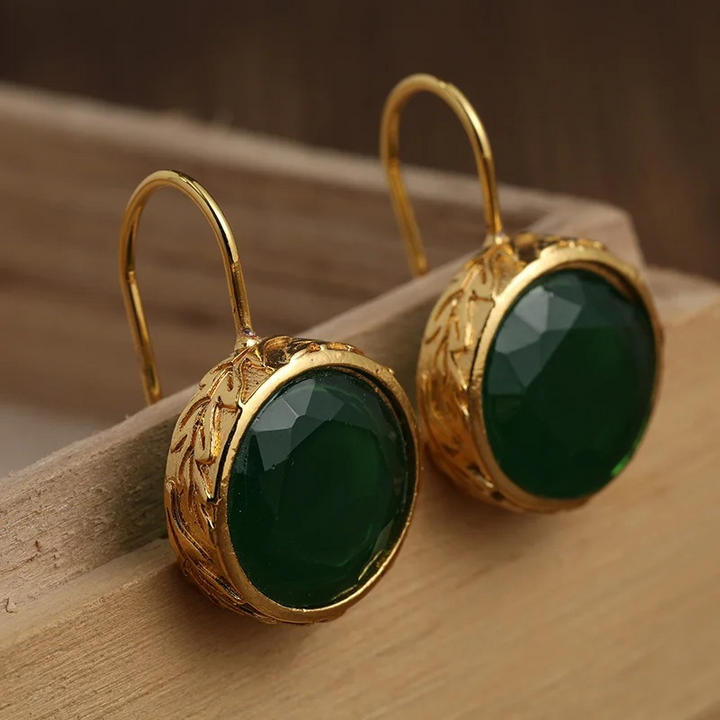Levoire | Boucles D'Oreilles En Pierres Précieuses Vertes Plaquées Or Or 3 cm
