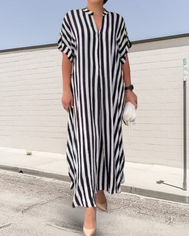 Levoire | Chemise Robe V Avec Motif Rayé