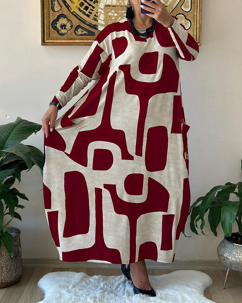 Levoire | Long Printed Dress With Long Sleeves