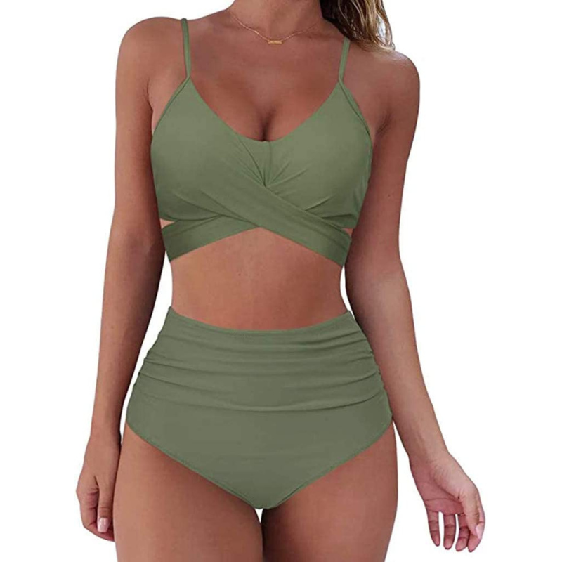 Levoire | Taille haute, bikini d'été coloré pour femmes Vert