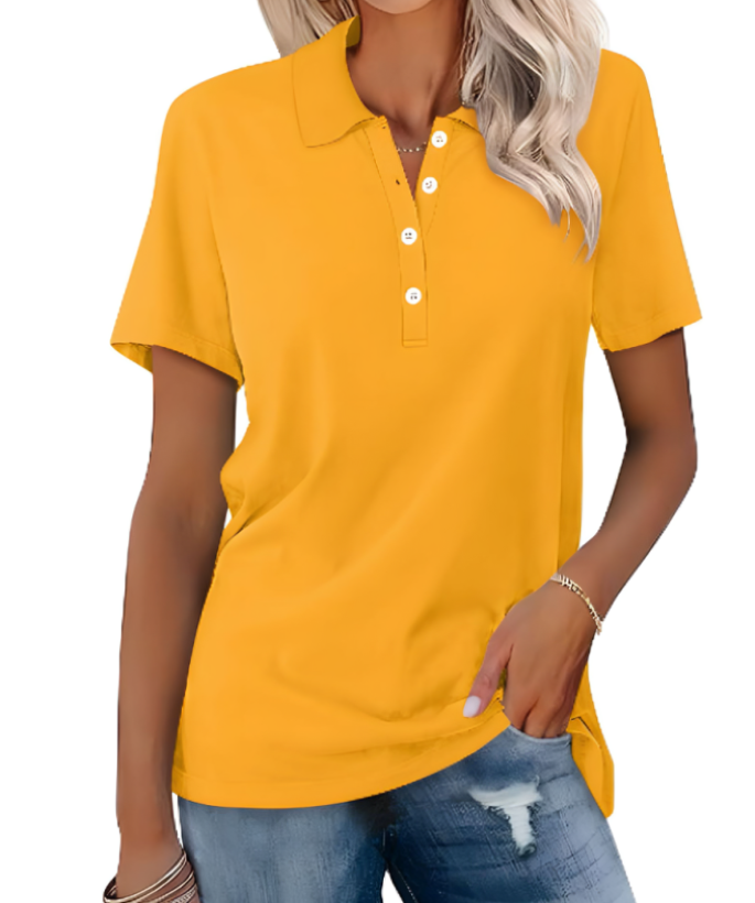 Levoire | Polo Femme Durable à Boutons Jaune