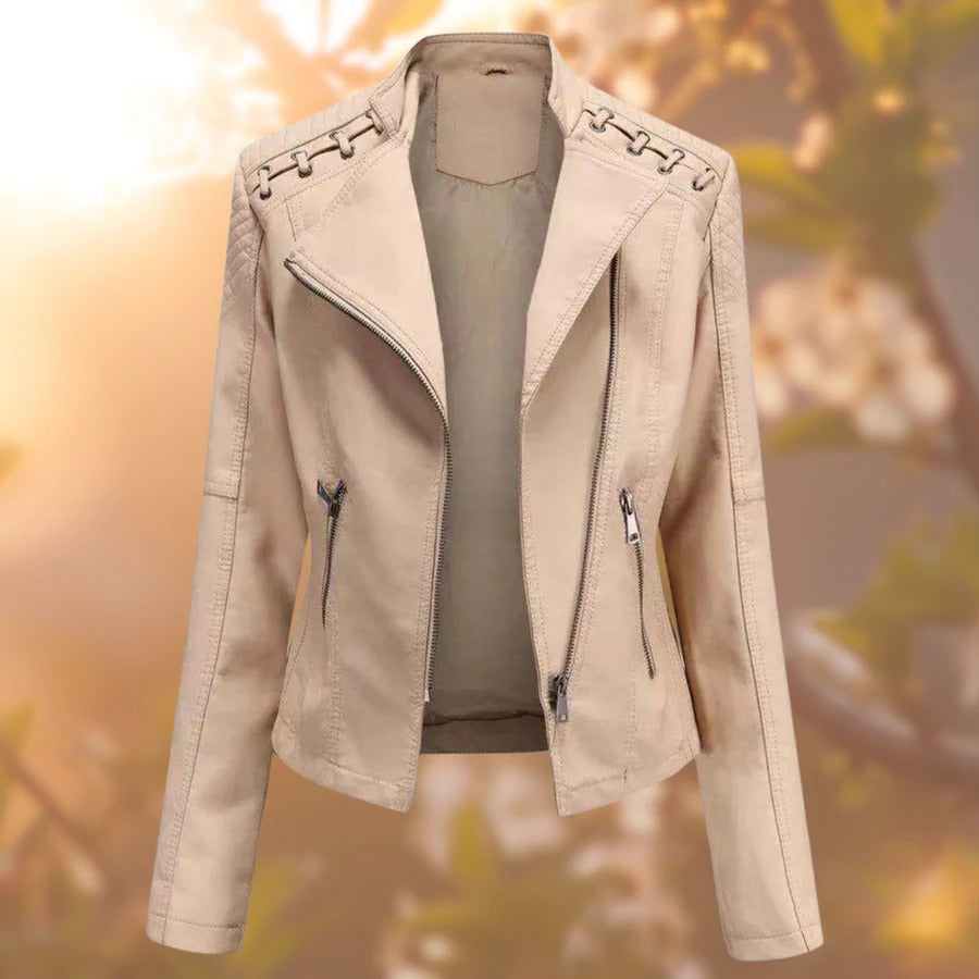 Levoire | Veste en cuir pour femme Kaki