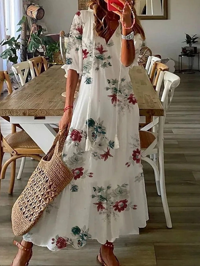 Levoire | Robe Midi D'Été Avec Design De Lumière Blanc