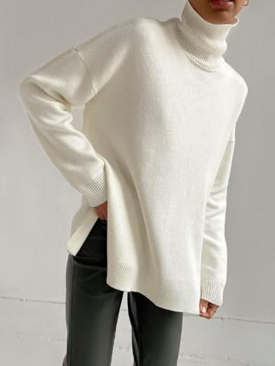 Levoire | Chemise À Col Long Grande Avec Fentes Latérales Blanc