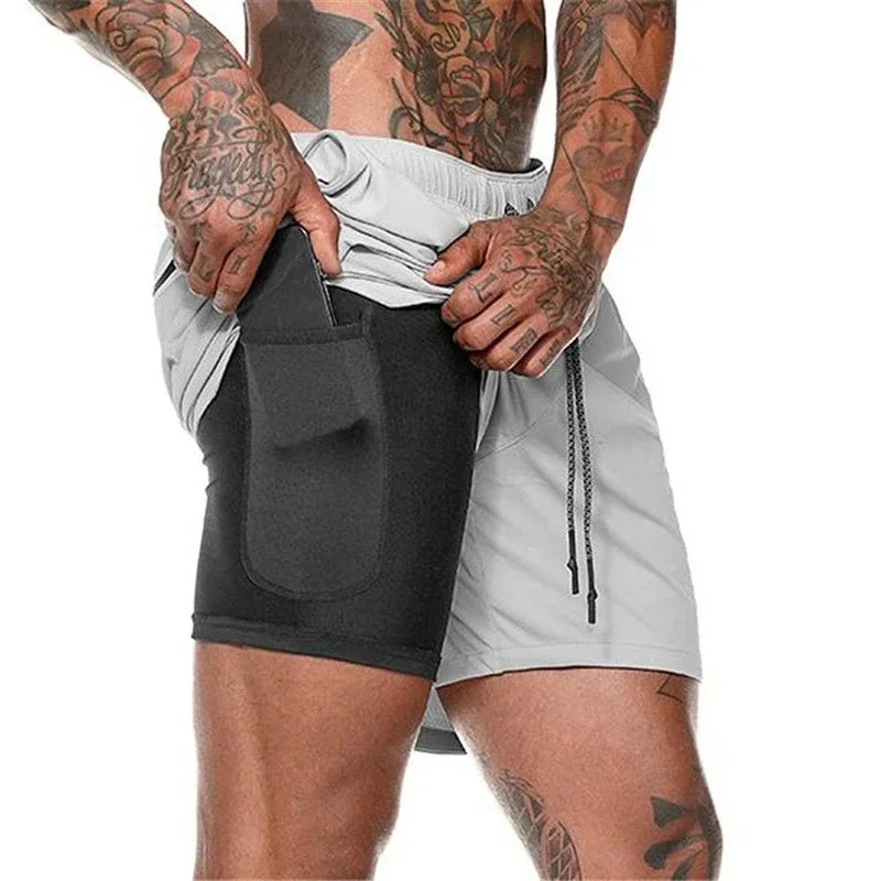 Levoire | 2 en 1 Shorts de sport pour hommes Gris clair