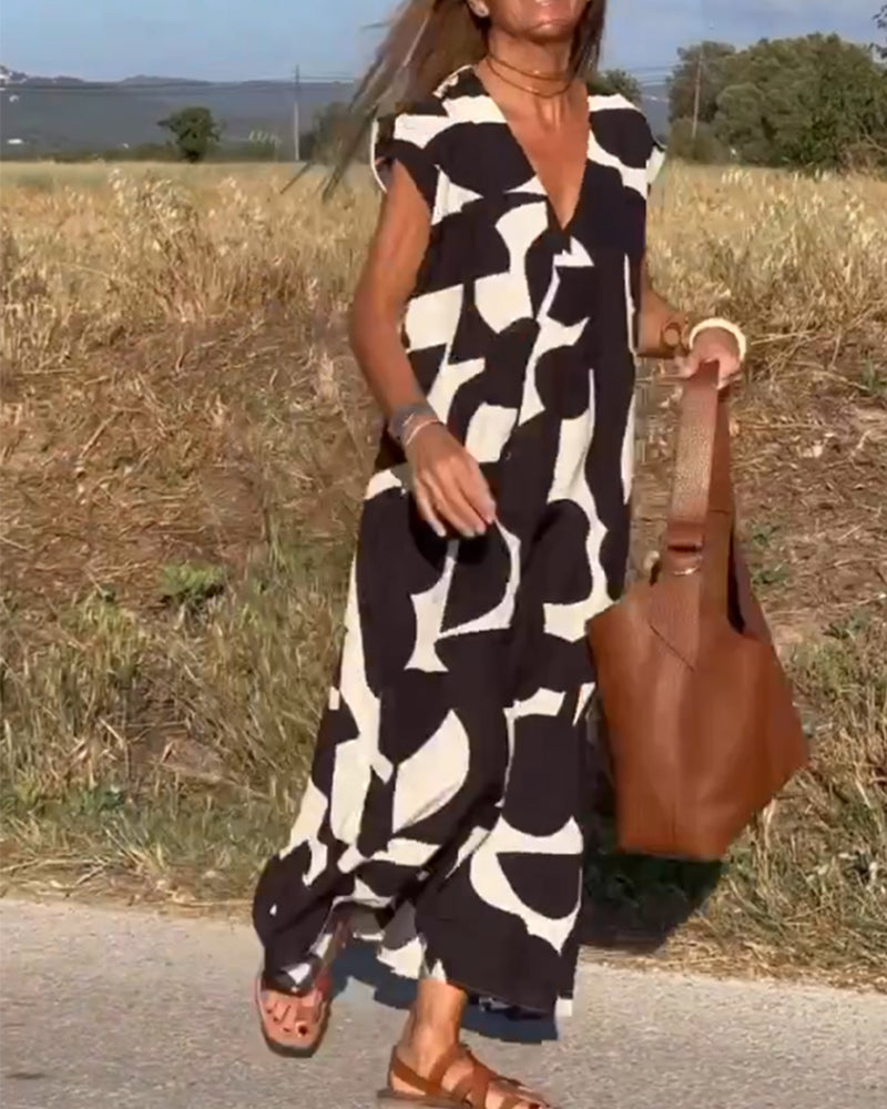 Levoire | V-Neck Robe Maxi Imprimée