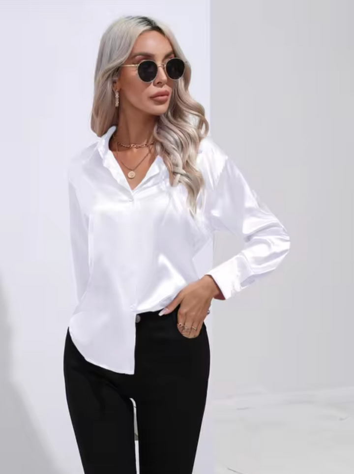 Levoire | Chemisier Luxe Avec Manches Longues Blanc