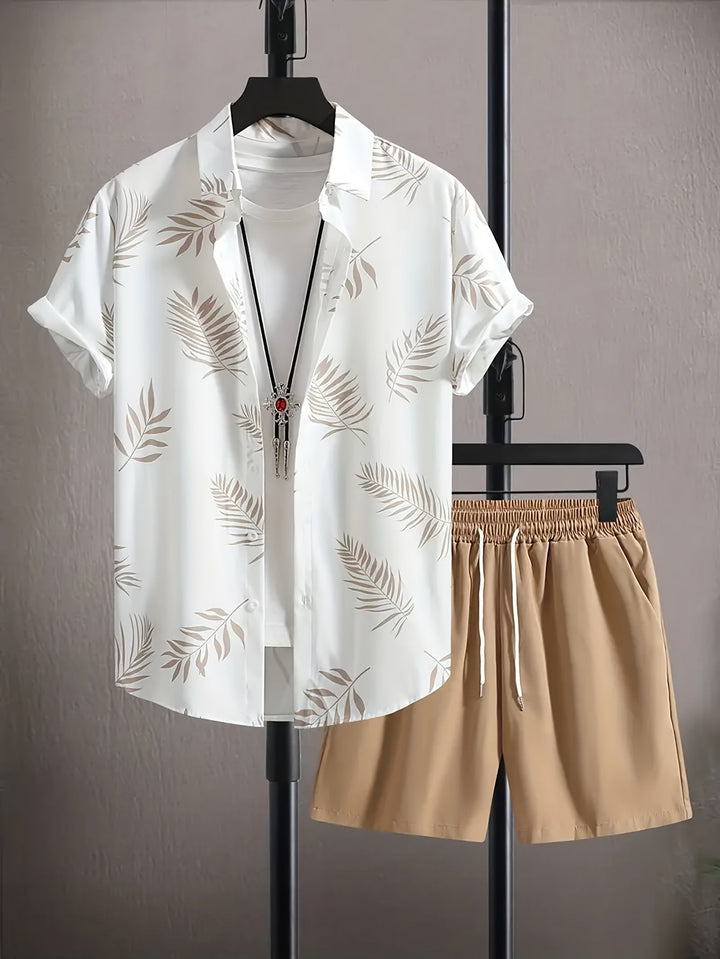 Levoire | Motifs Tropicaux Hommes Ensemble Beige