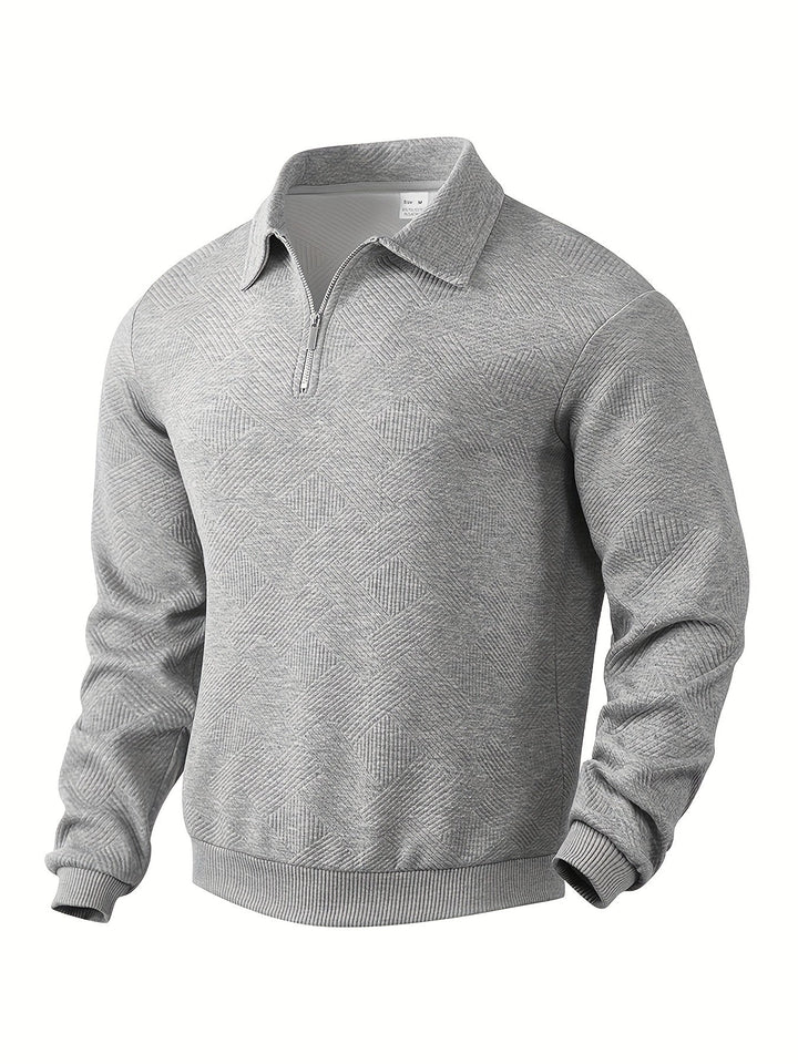 Levoire | Pull Zippé Vintage Avec Design Géométrique Gris