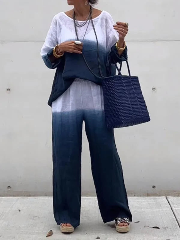 Levoire | Ensemble Pour Femmes En Coton Et Lin Bleu
