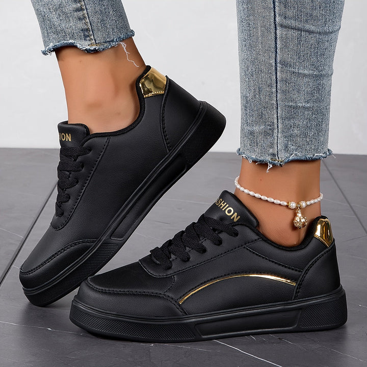 Levoire | Sneakers Pour Femmes Design Non Amalgamé Avec Lacets Et Semelle Douce Noir CN37(EU37.5)