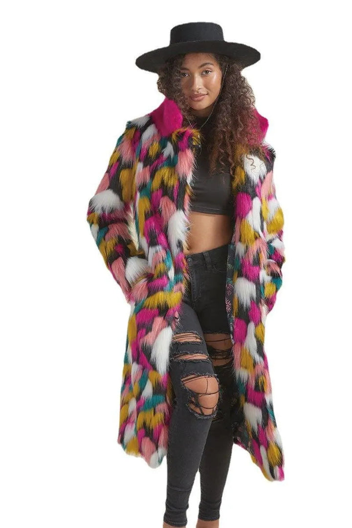 Levoire | Peignoir en fausse fourrure pour femmes de taille moyenne multicolore