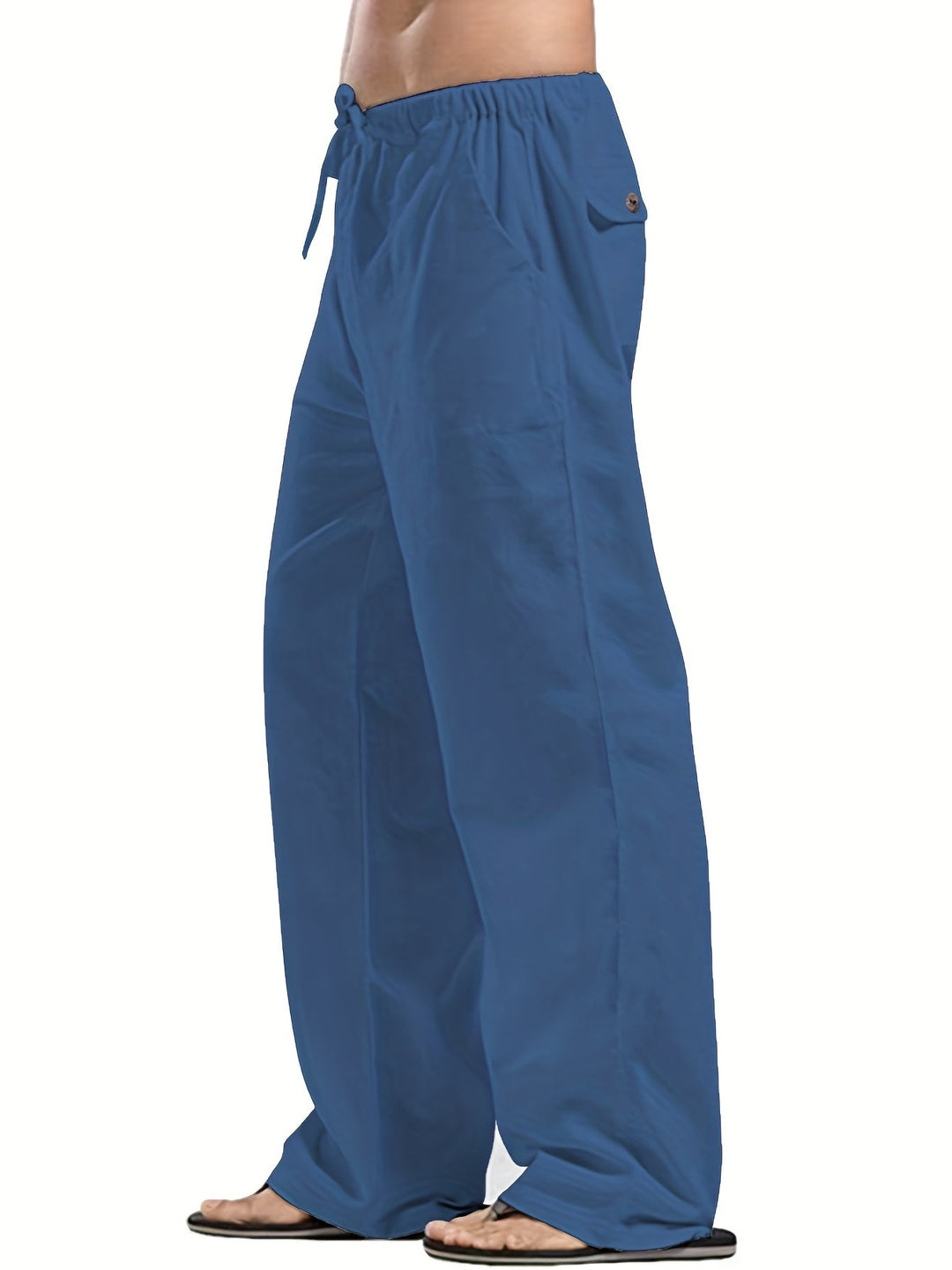 Levoire | Pantalons Pour Hommes En Mélange De Coton Et De Lin Avec Une Taille Élastique Décontractée