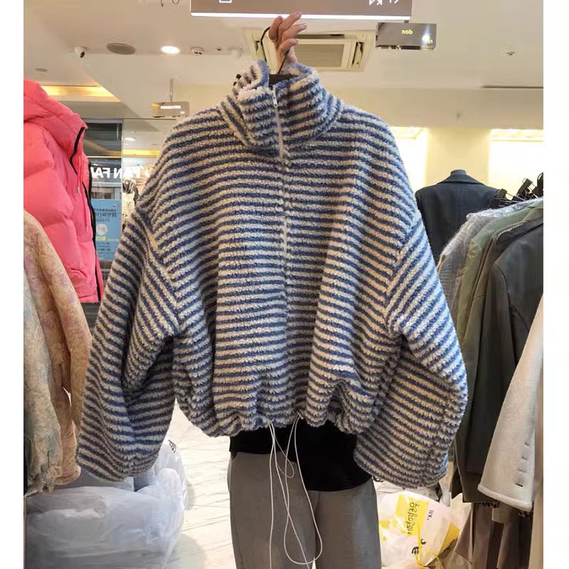 Levoire | Veste En Laine De Mouton Mode Pour Femmes Bleu