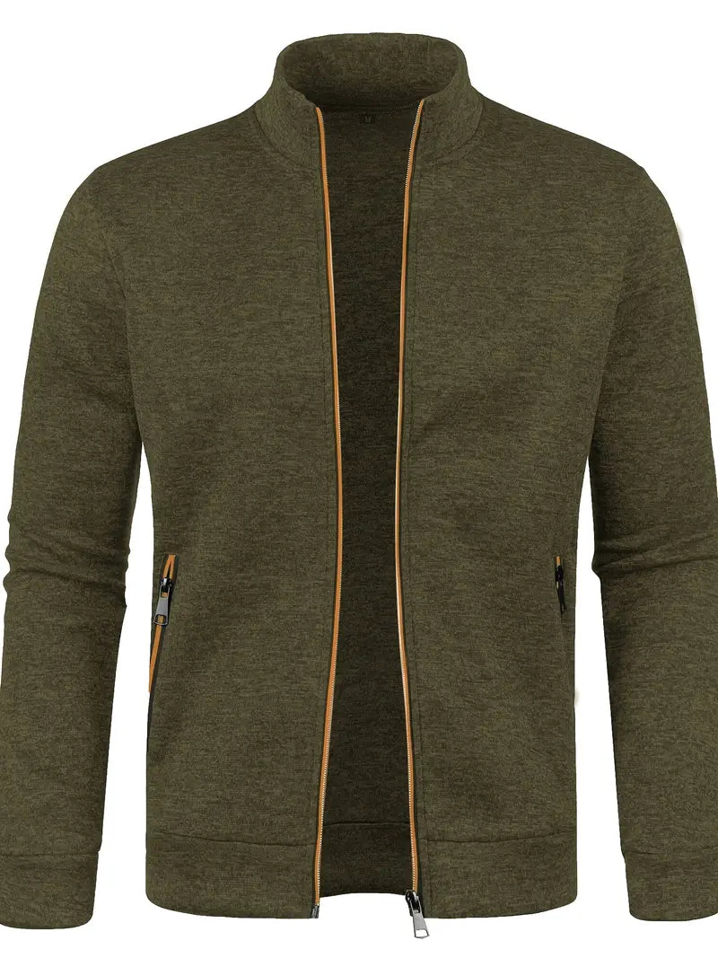 Levoire | Cardigan Moderne Avec Fermeture Éclair Complète Vert armée