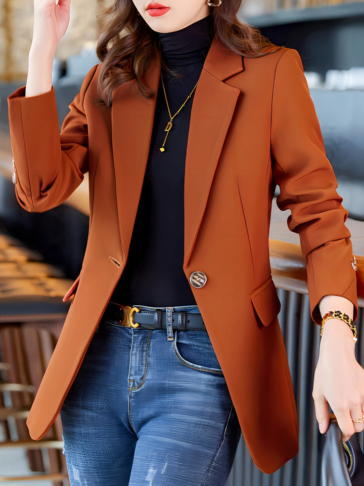 Levoire | Blazer Élégant Avec Col Et Bouton Rouge orange