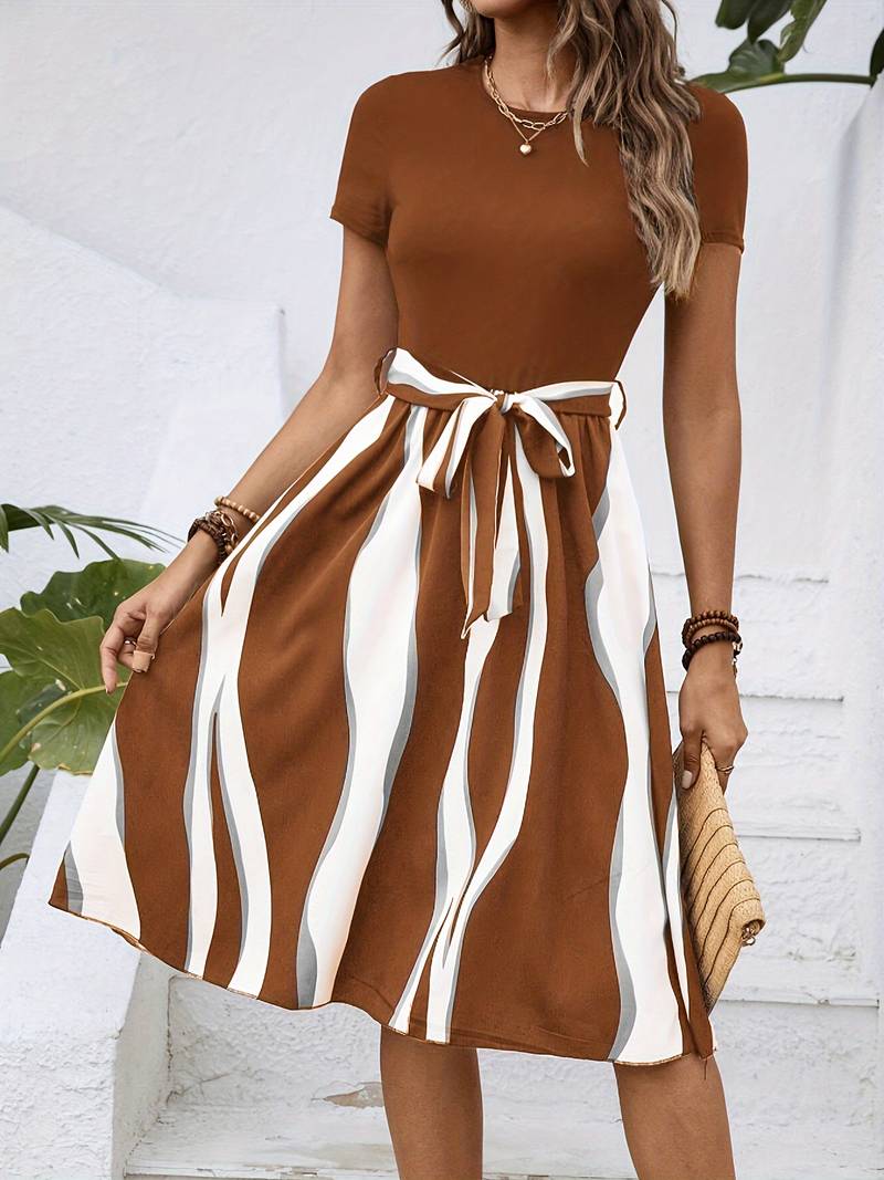 Levoire | Robe Manches Courtes Imprimé Rayé Été
