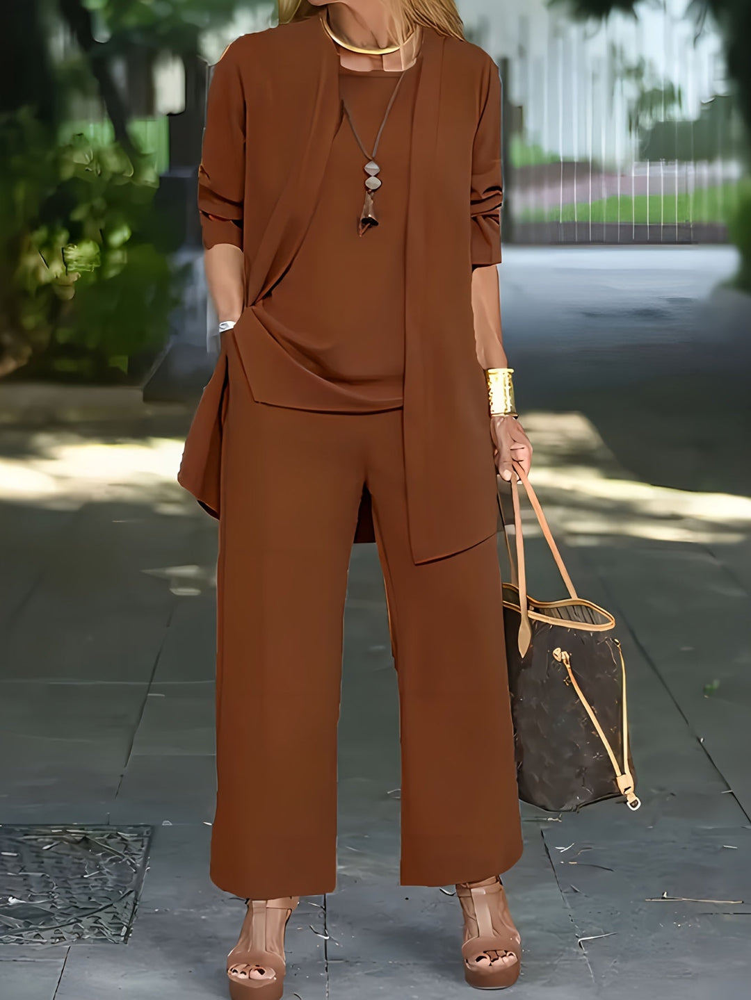 Levoire | Chic Trois Pices Ensemble Brun foncé