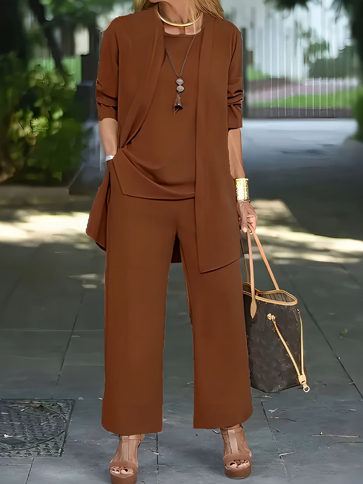 Levoire | Femmes Chic Ensemble 3 Pièces Marron foncé