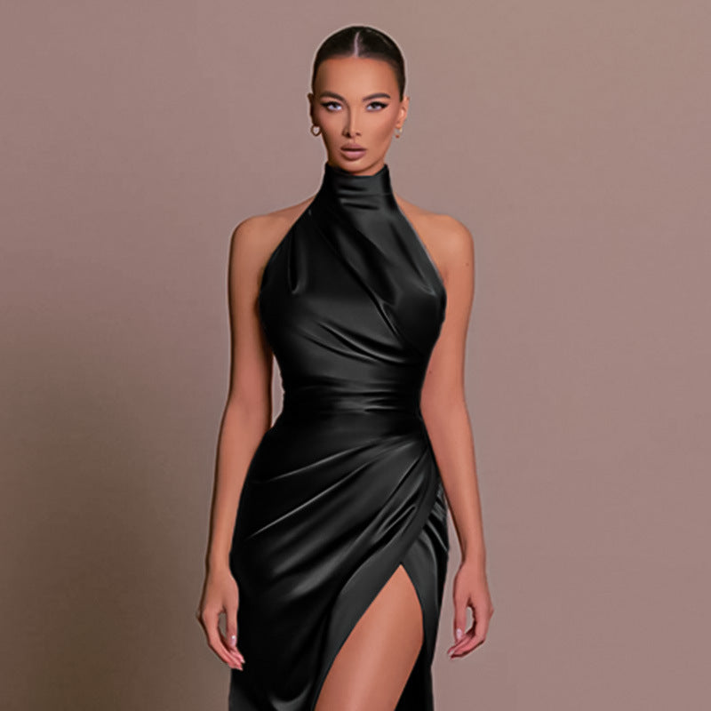 Levoire | Polyvalent sans manches automne col robe longue Noir