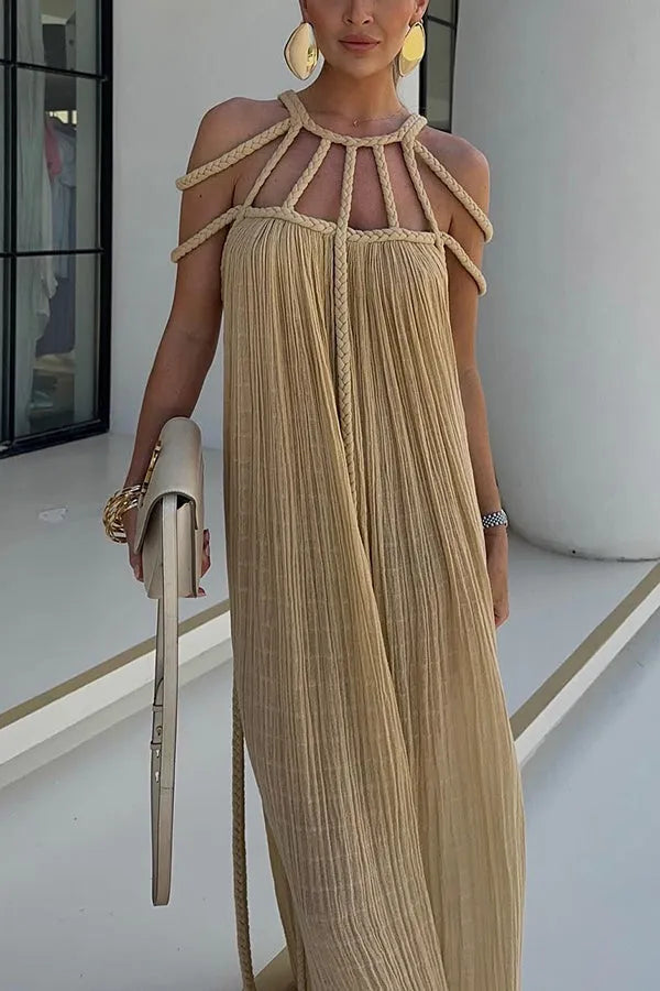 Levoire | Été Manches Courtes Robe Classique Khaki Une taille