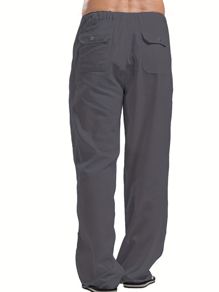 Levoire | Pantalons Pour Hommes En Mélange De Coton Et De Lin Avec Une Taille Élastique Décontractée