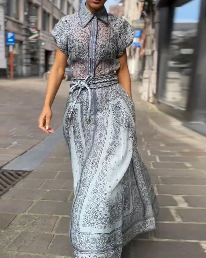 Levoire | Imprimé Boho Ensemble Deux Pièces Bleu (Presque Épuisé)