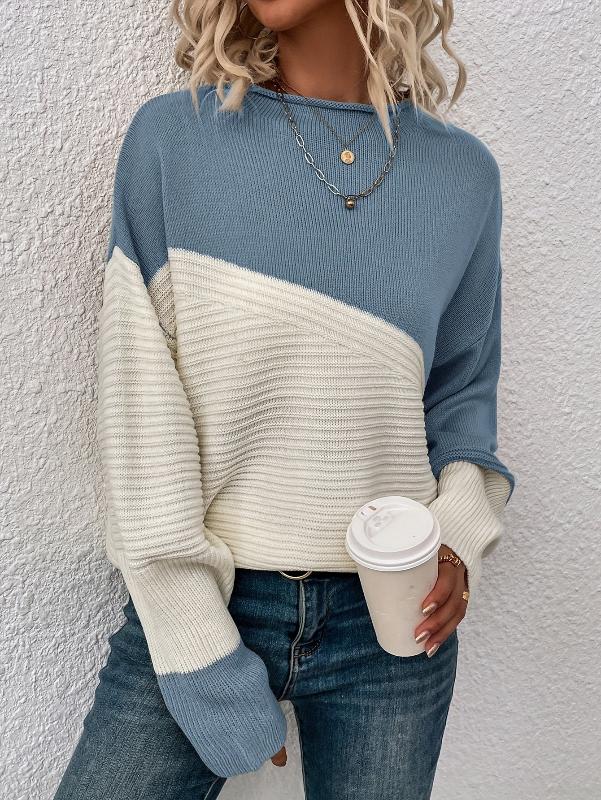 Levoire | Sweater En Maille Bicolore Élégante Bleu